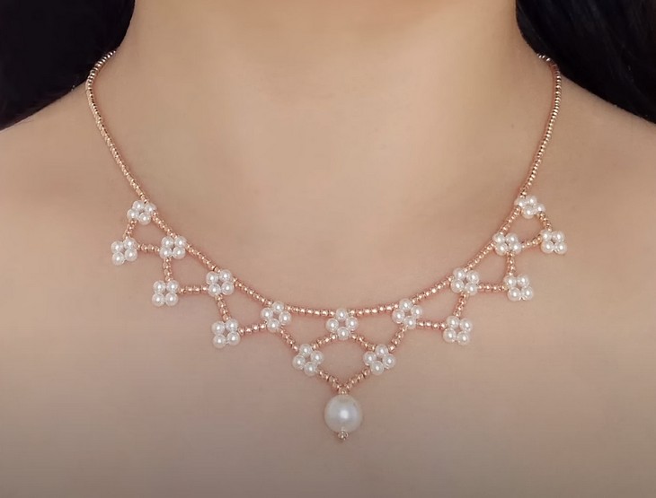 DIY Beaded Lace Necklace