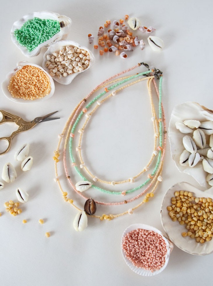 DIY Beaded Seashell Necklaces