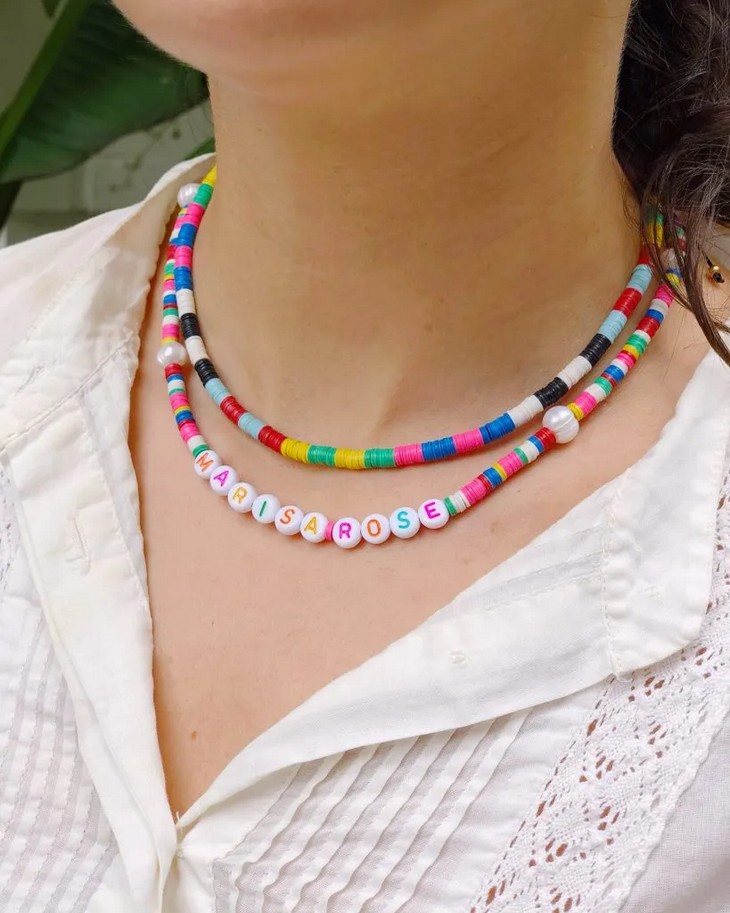 DIY Color Blocked Disk Beaded Necklaces