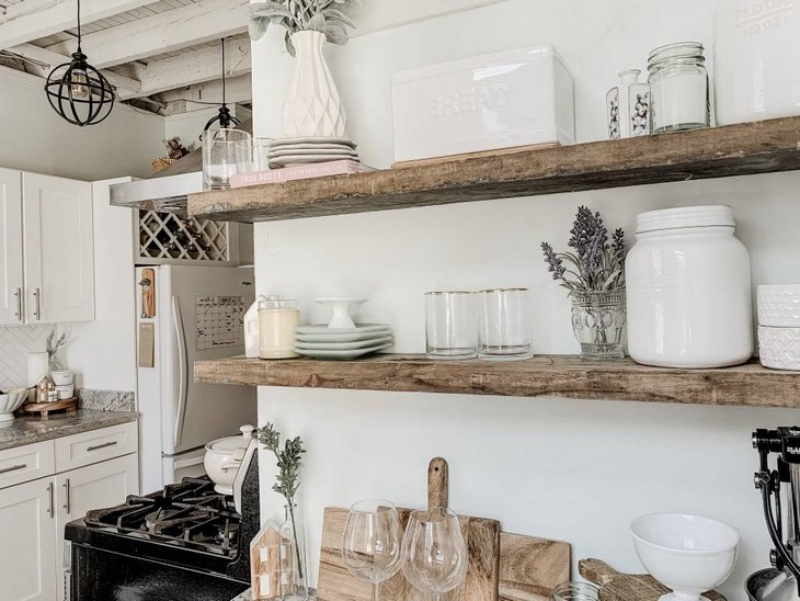 DIY Kitchen Floating Shelves