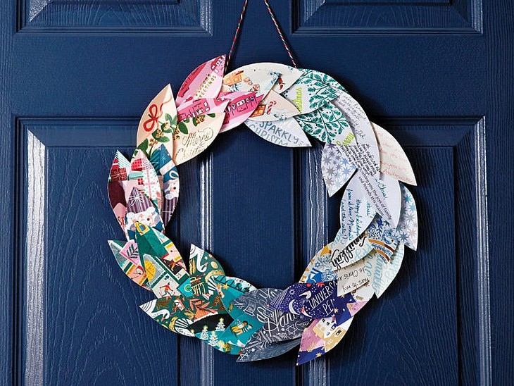 DIY Paper Wreath From Old Holiday Cards