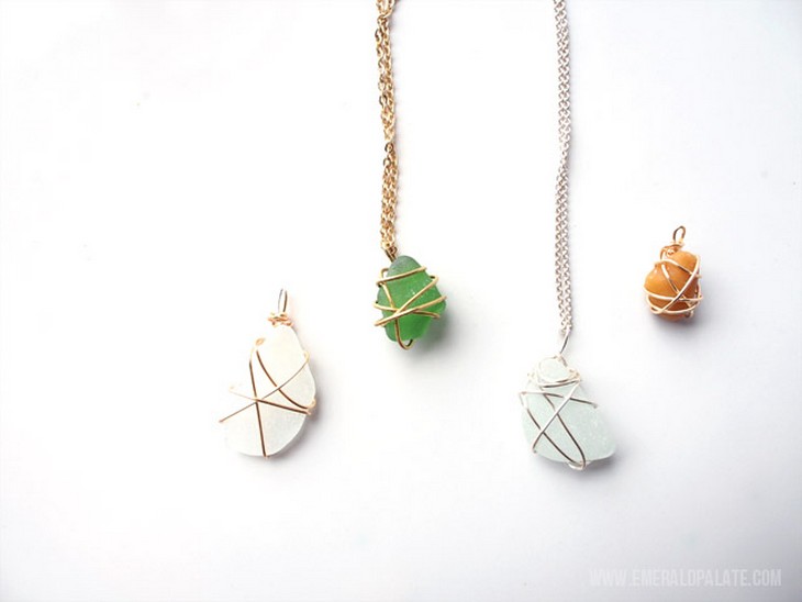 Easy DIY Necklace With Sea Glass Stones Or Shells