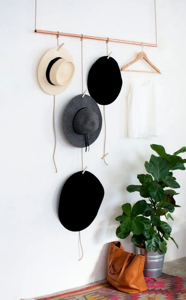 Hanging Copper Hat Rack