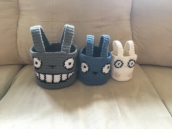 Totoro Nesting Crochet Baskets