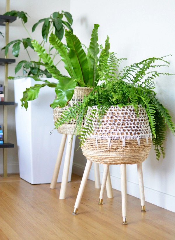 Woven Basket Plant Stands