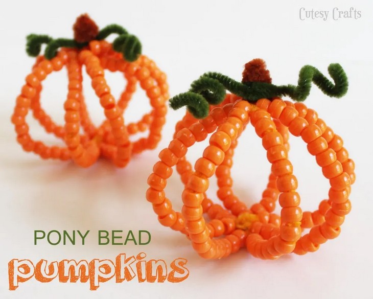 Pony Bead Pumpkins Halloween Kid Craft