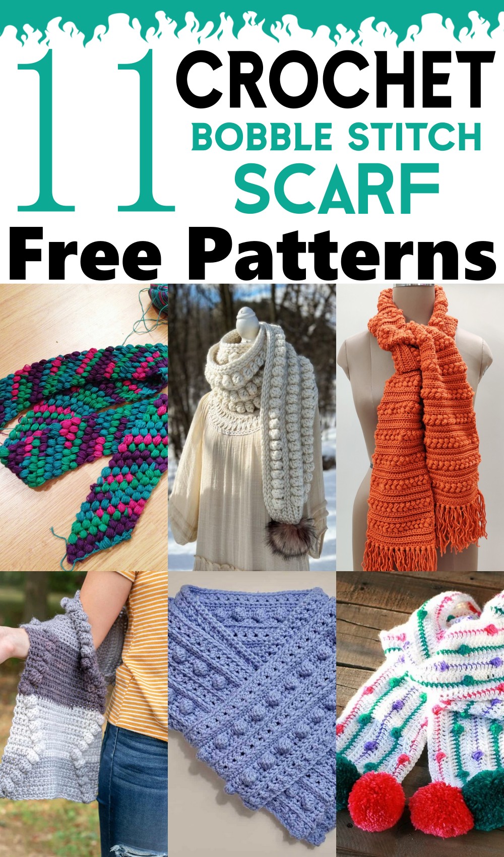 Crochet Bobble Stitch Scarf Patterns 1