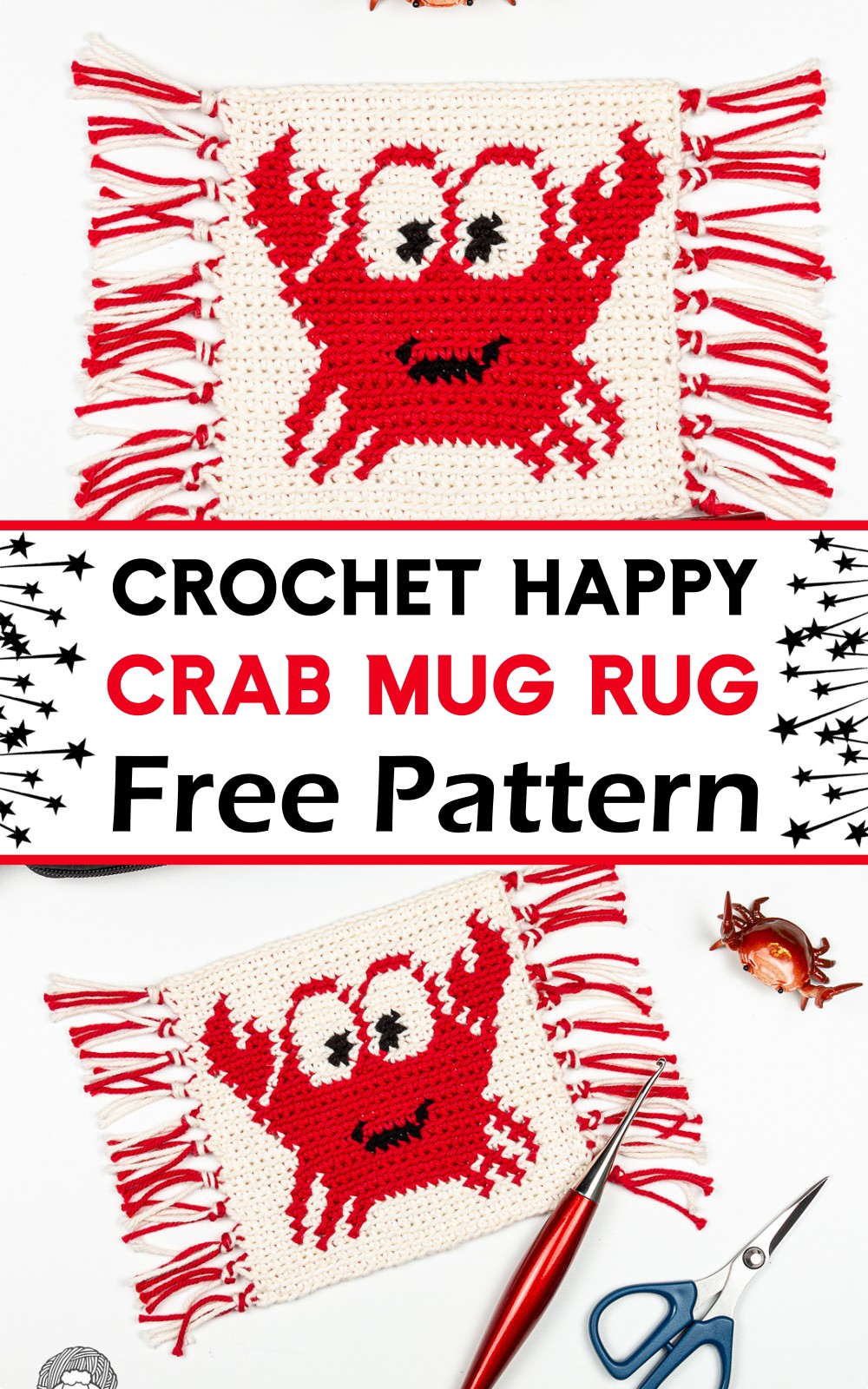 Happy Crab Crochet Mug Rug