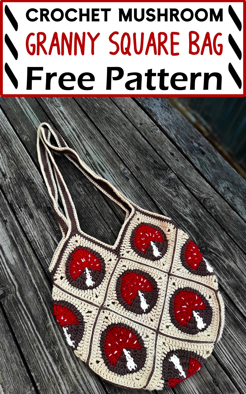 Mushroom Granny Square Bag