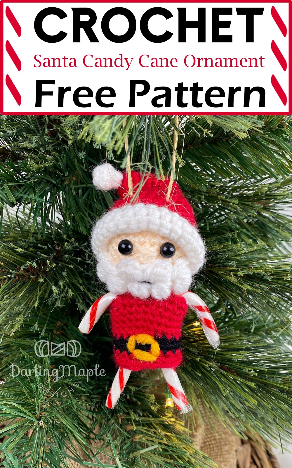 Santa Candy Cane Ornament