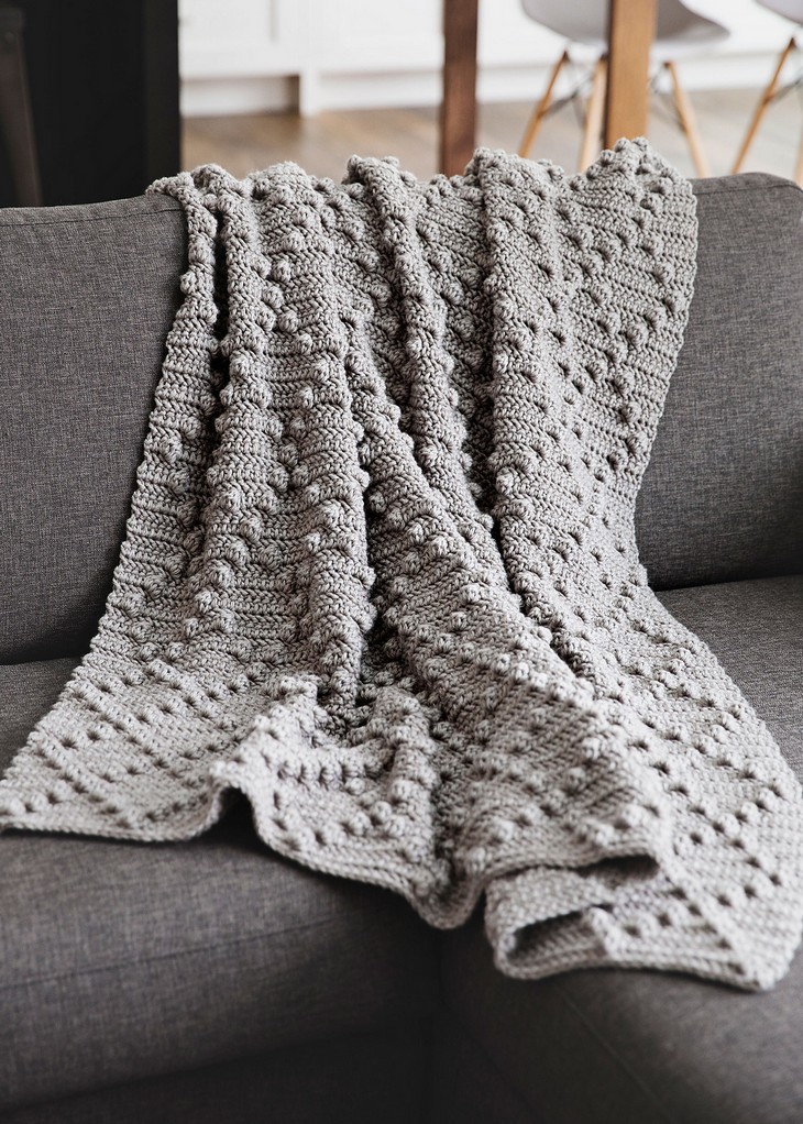 The Rhombus Bobble Stitch Throw