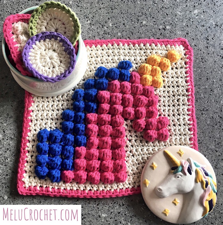 Unicorn Bobble Stitch Face Cloth