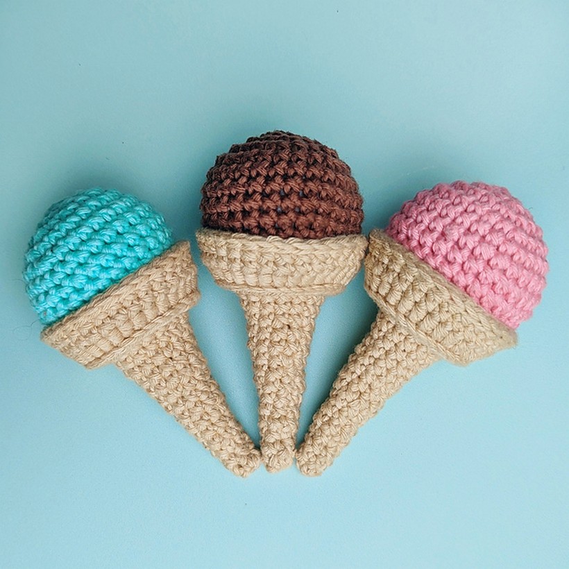 Crochet Ce Cream Cone Scoop Pattern 