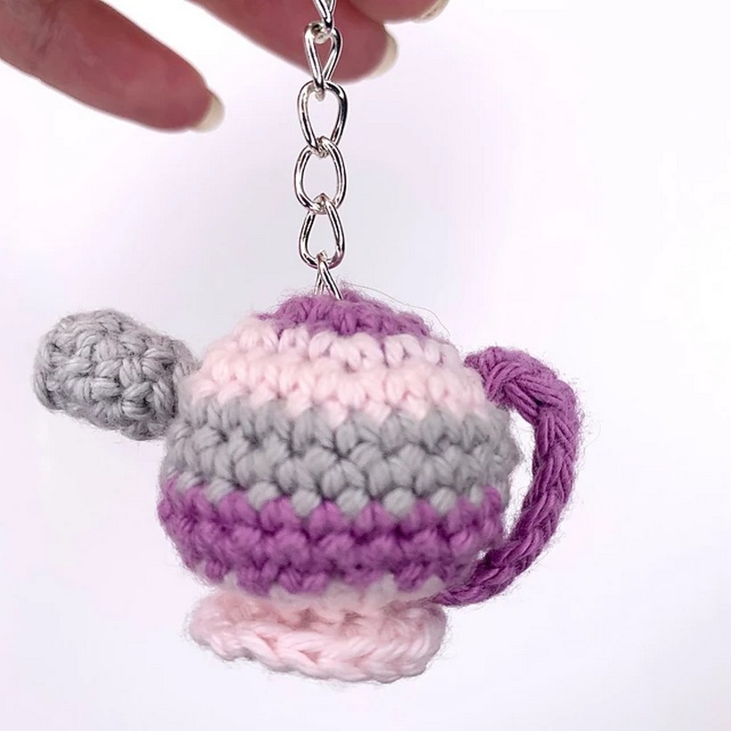 Crochet Tiny Teapot Keychain Pattern