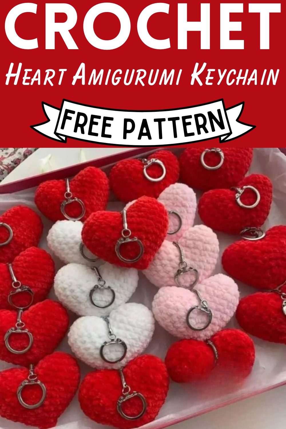 Free Crochet Heart Amigurumi Keychain Pattern