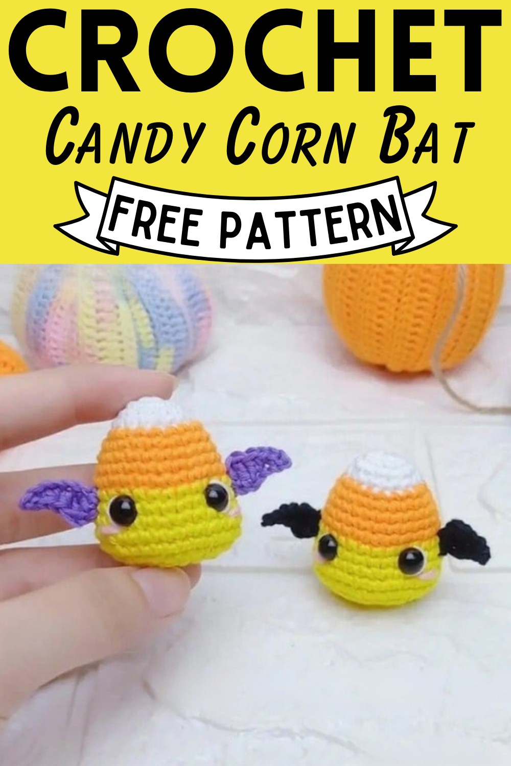 Crochet Candy Corn Bat Amigurumi Free Pattern