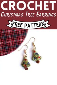 Crochet Christmas Tree Earrings Free Pattern - Clairea Belle Makes