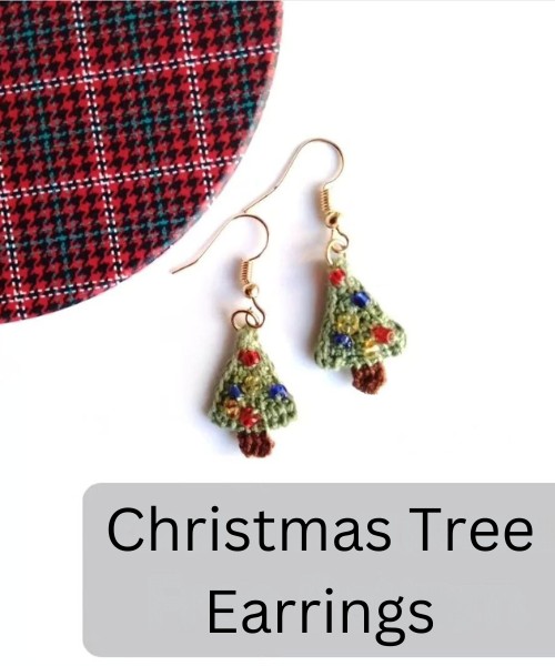 Crochet Christmas Tree Earrings Pattern