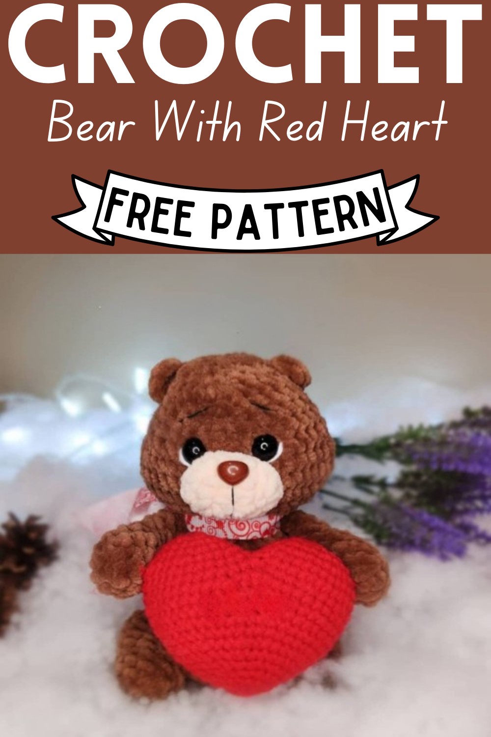 Brown Crochet Bear With Red Heart Pattern Free