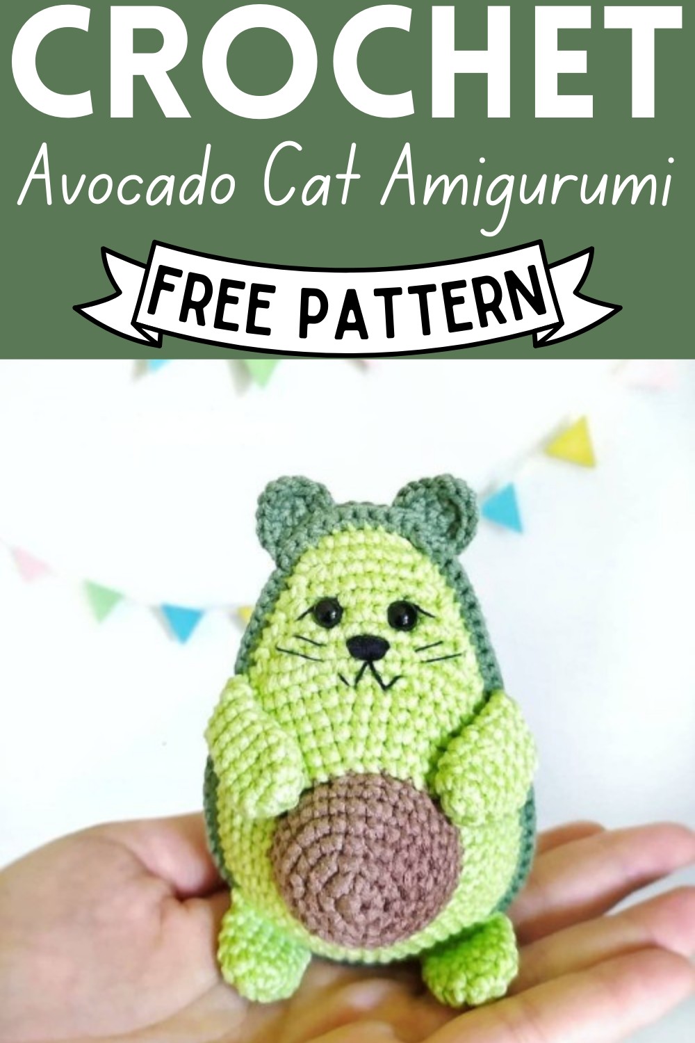 Crochet Avocado Cat Amigurumi Pattern