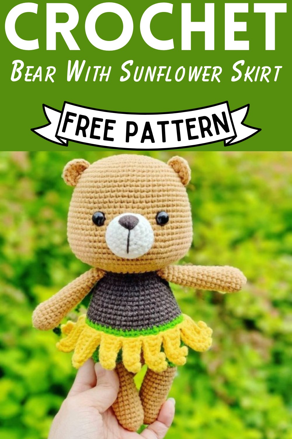 Crochet Bear With Sunflower Skirt Amigurumi Pattern