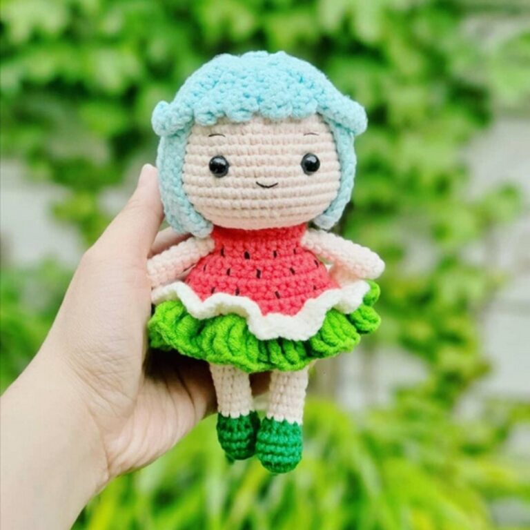 Crochet Watermelon Girl Amigurumi Pattern For Summer Decorations