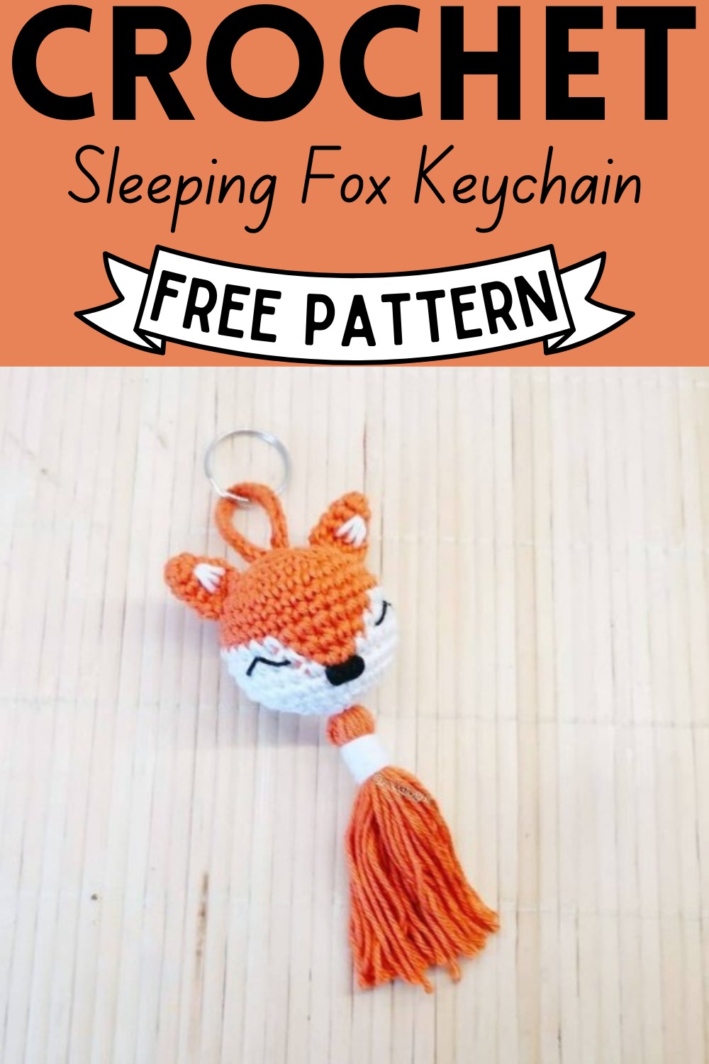 Free Crochet Sleeping Fox Keychain Pattern