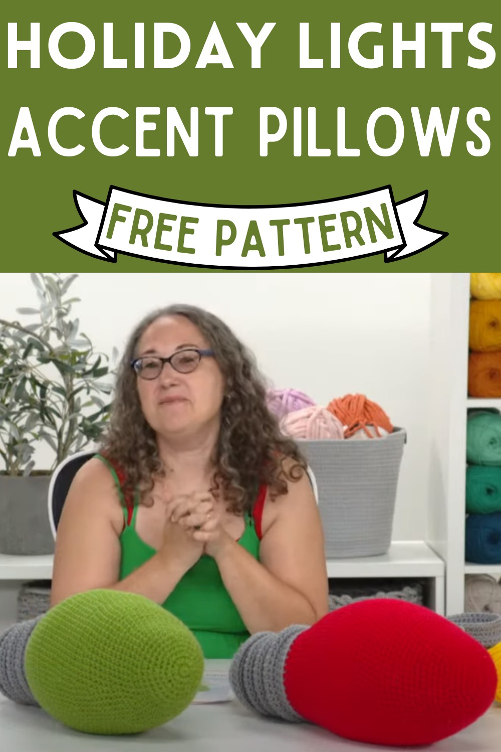 Crochet Holiday Lights Accent Pillows