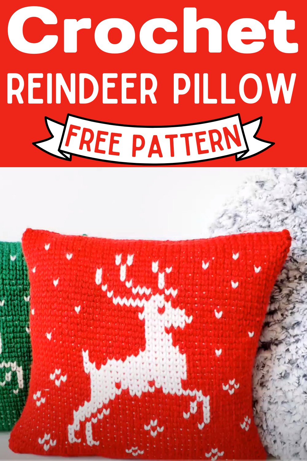 Crochet Reindeer Pillow
