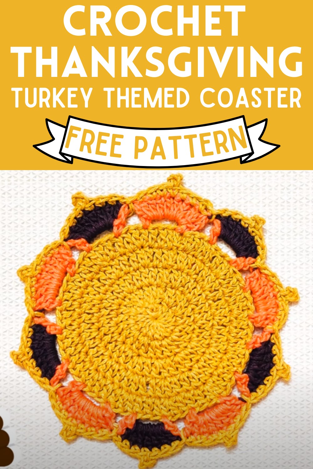 Thanksgiving Crochet Turkey Themed Coaster