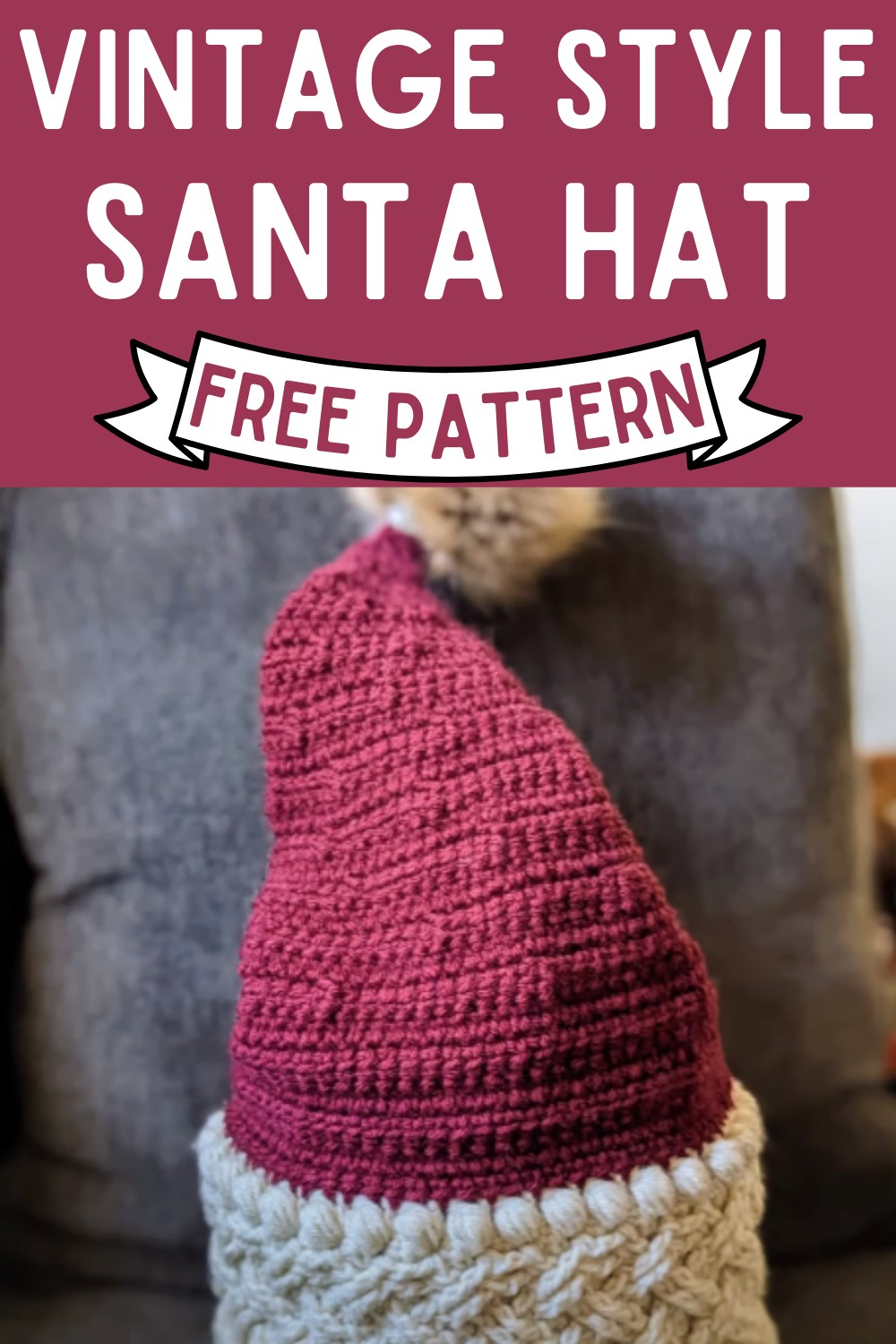 Vintage Style Crochet Santa Hat