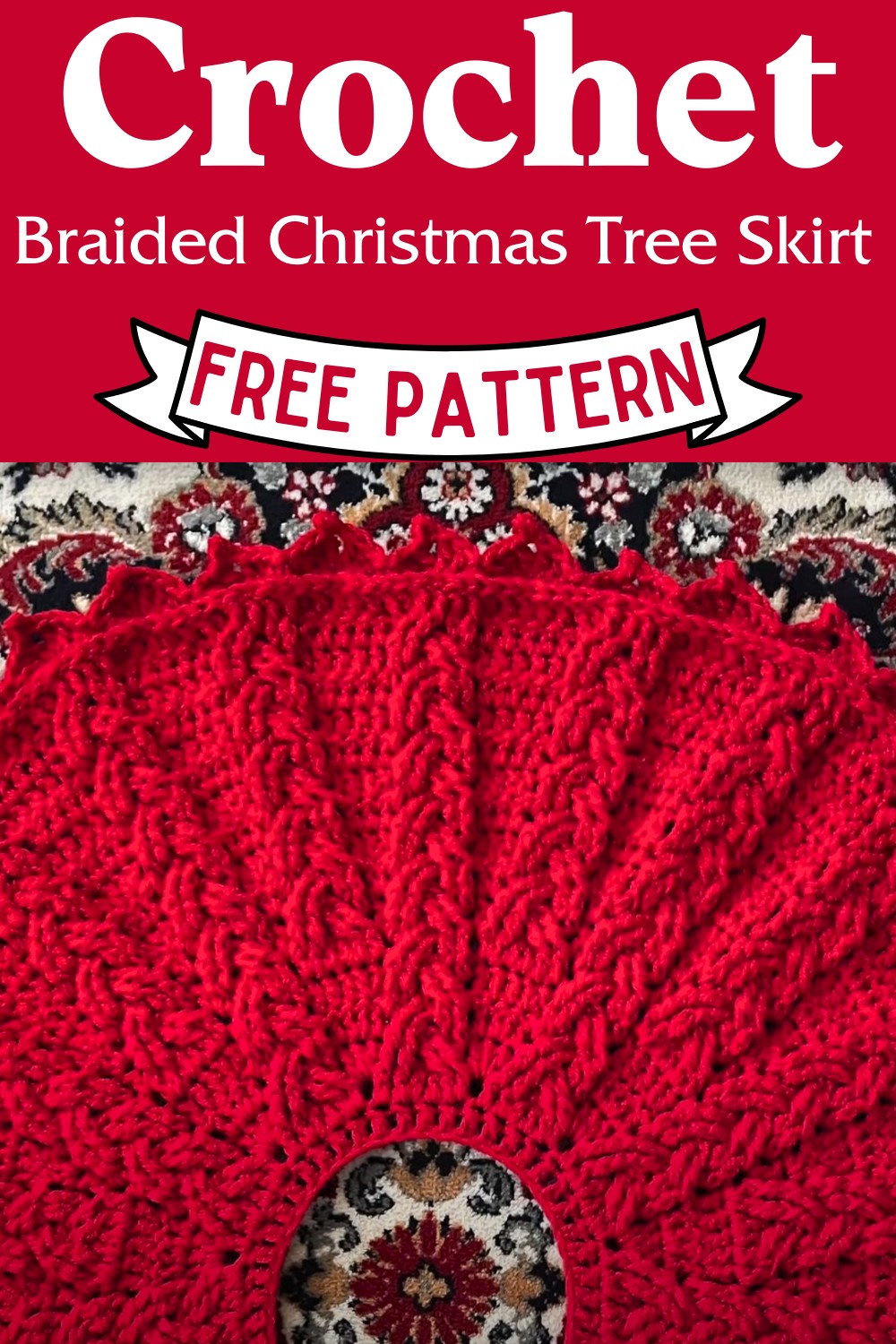 Crochet Braided Christmas Tree Skirt