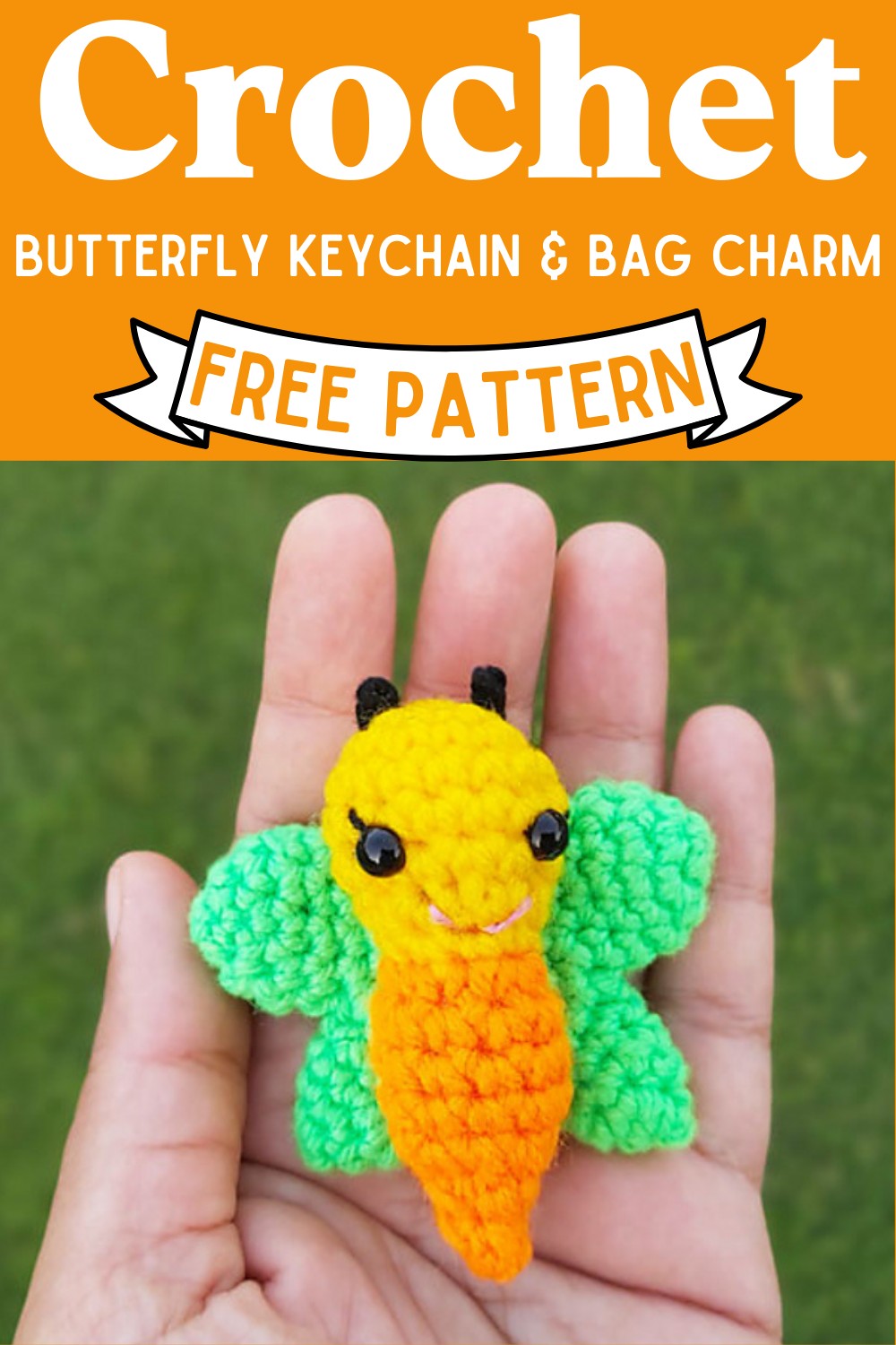 Crochet Butterfly Keychain & Bag Charm Pattern