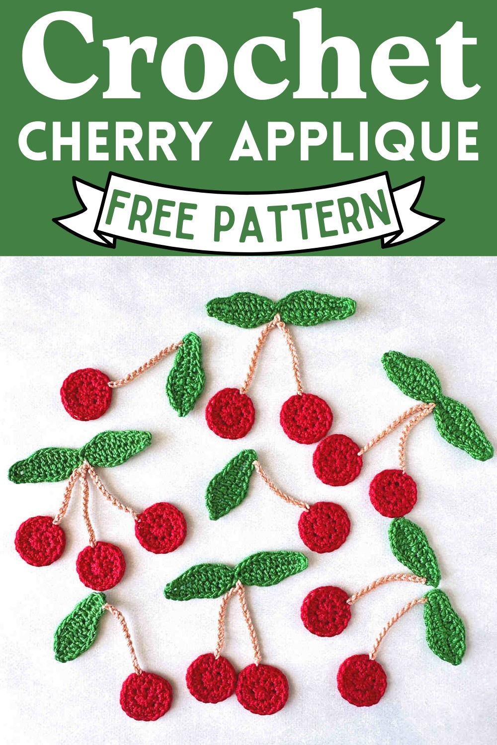 Crochet Cherry Applique Pattern