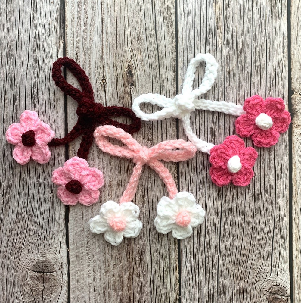 Crochet Cherry Blossom Hair Tie Pattern