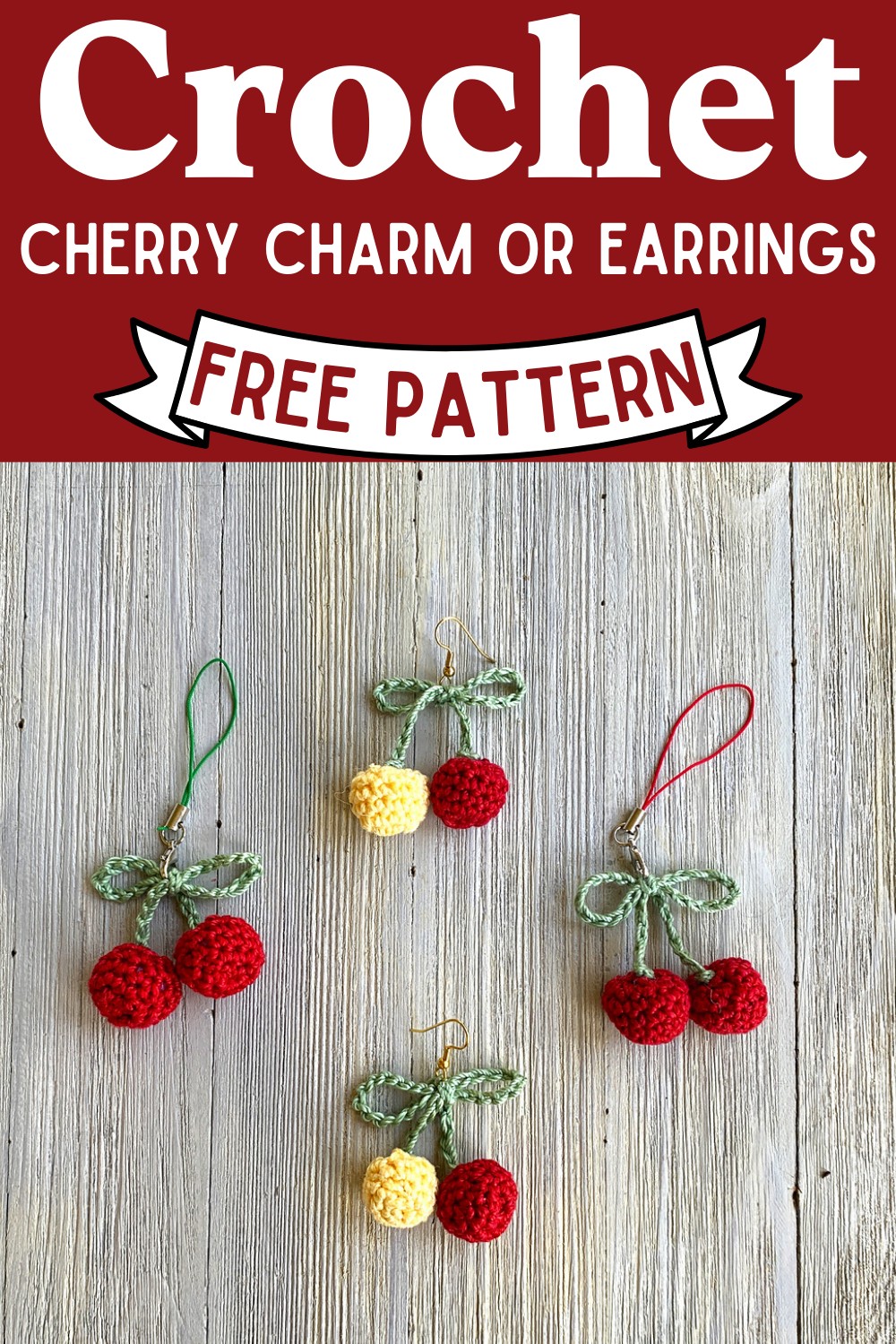 Crochet Cherry Charm Or Earrings Pattern
