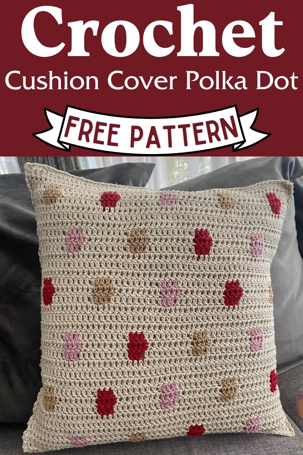 Crochet Cushion Cover Polka Dot Pattern