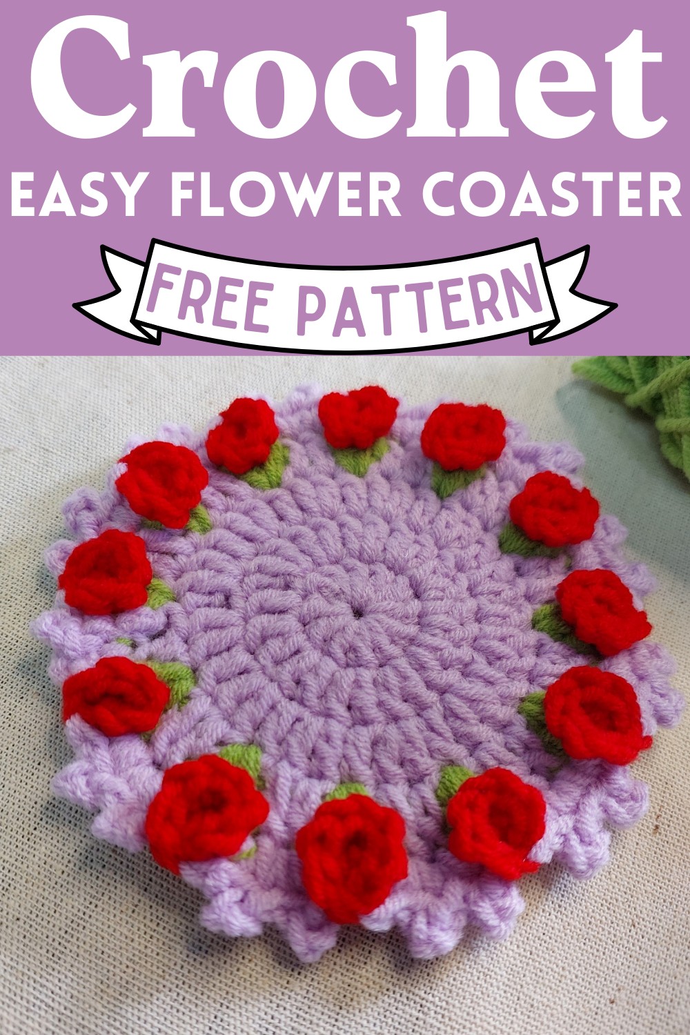 Crochet Easy Flower Coaster Pattern 