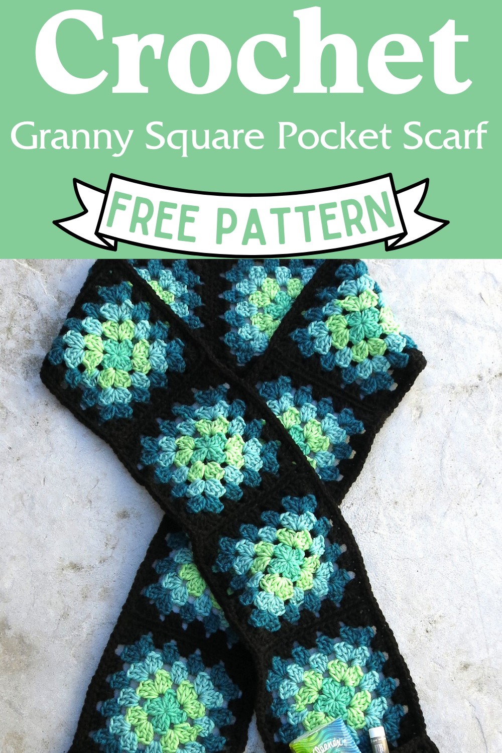 Crochet Granny Square Pocket Scarf Pattern