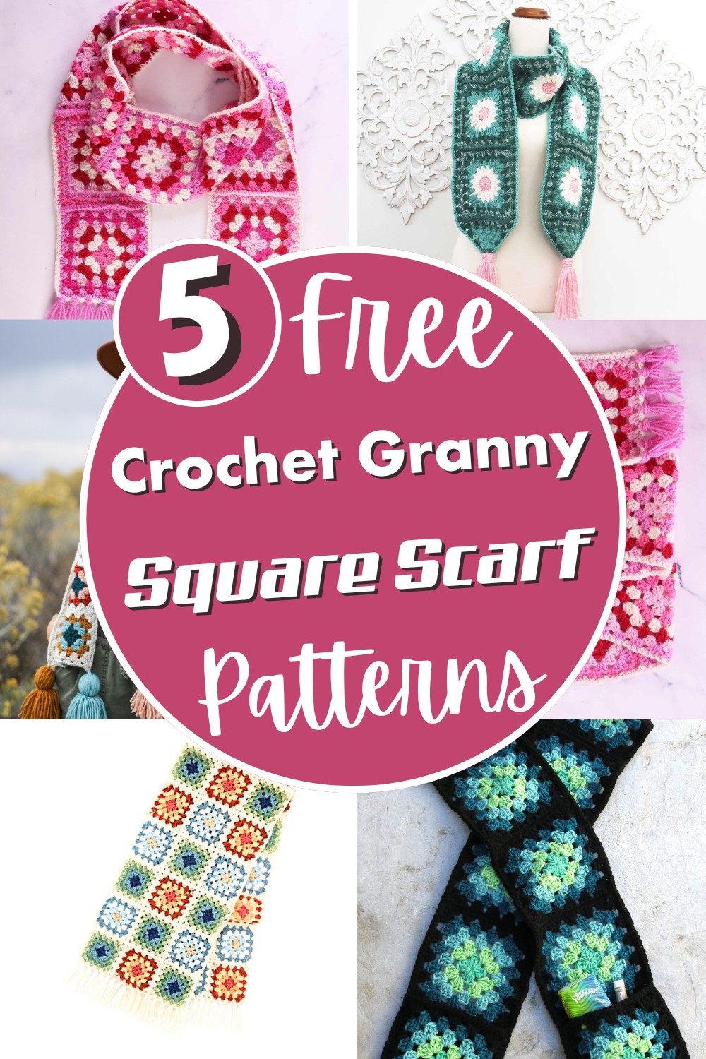 Crochet Granny Square Scarf Pattern (1)