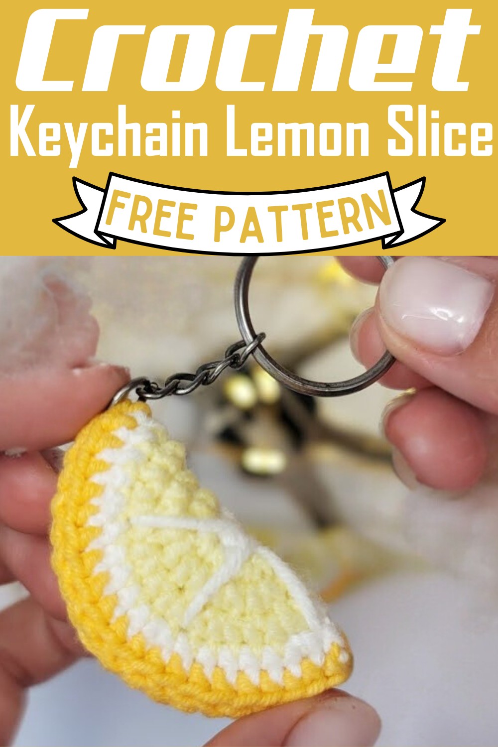 Crochet Keychain Lemon Slice