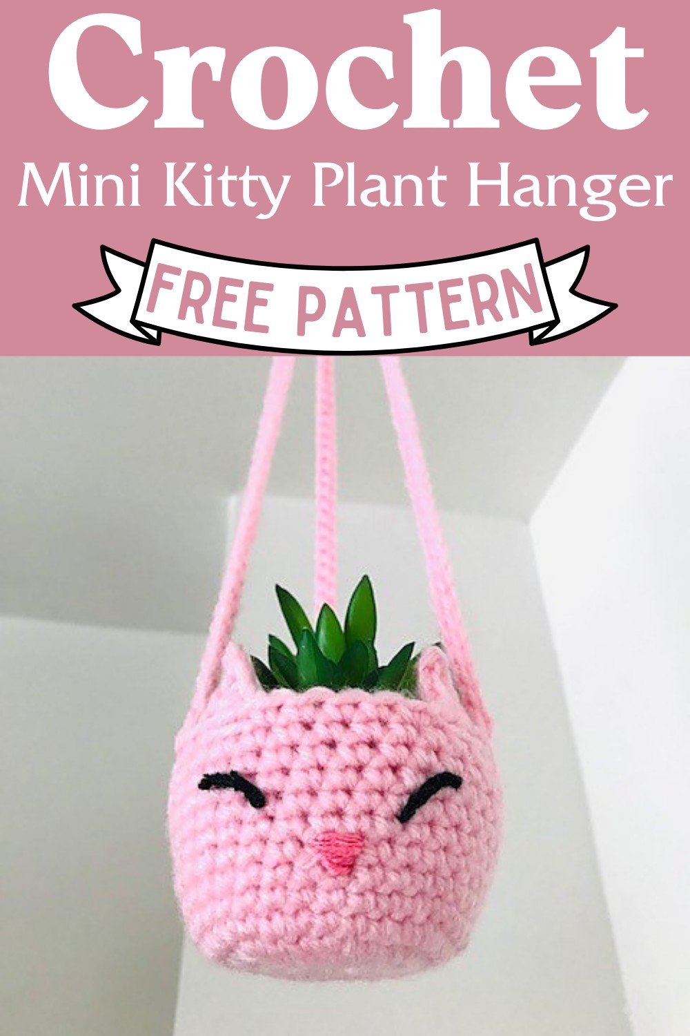 Crochet Mini Kitty Amigurumi Plant Hanger Pattern