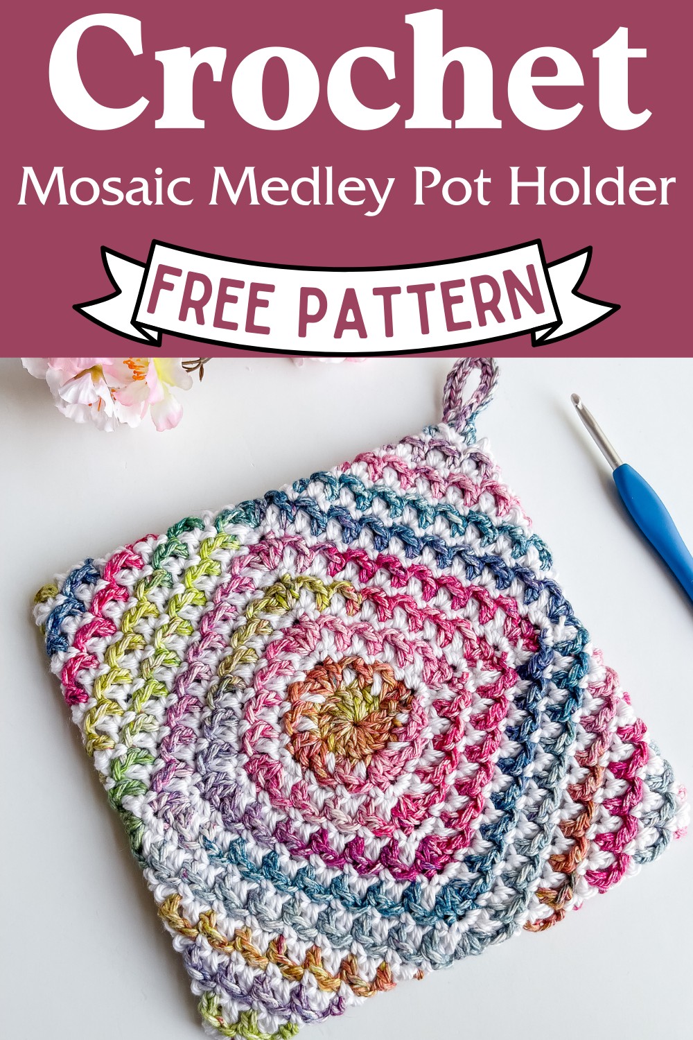 Crochet Mosaic Medley Pot Holder Pattern