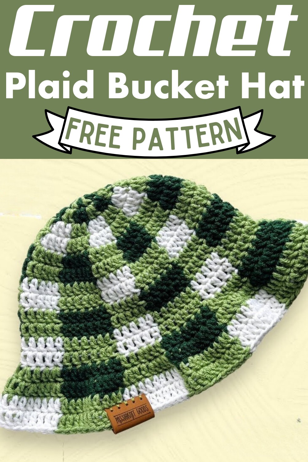 Crochet Plaid Bucket Hat