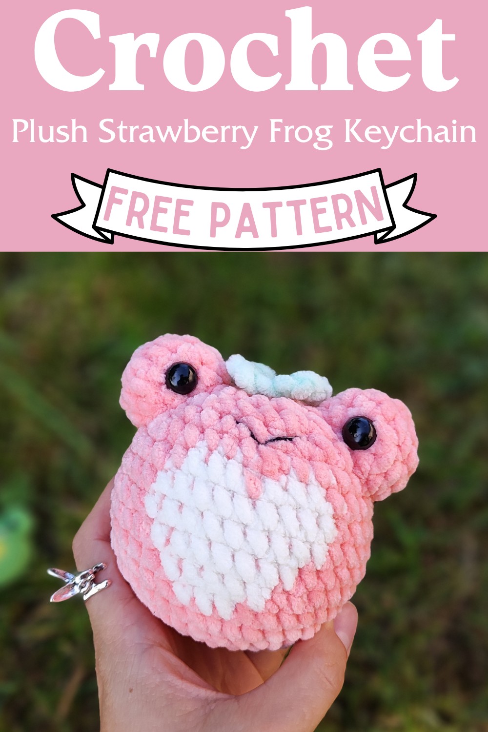 Crochet Plush Strawberry Frog Keychain Pattern