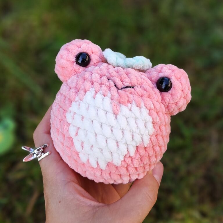 Crochet Plush Strawberry Frog Keychain Pattern