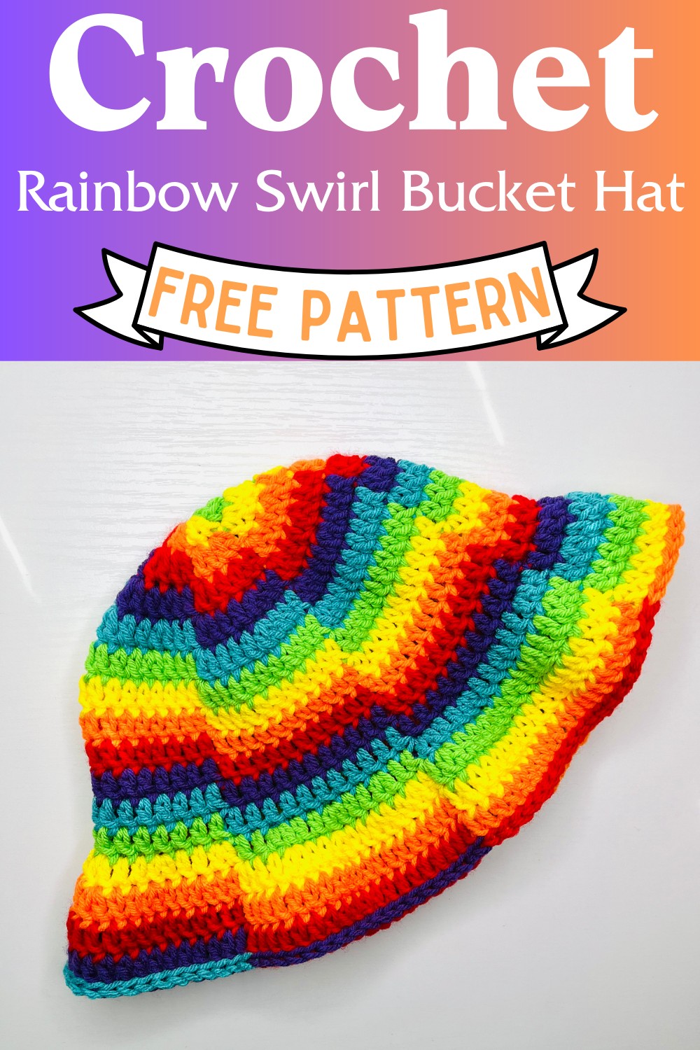 Crochet Rainbow Swirl Bucket Hat Pattern