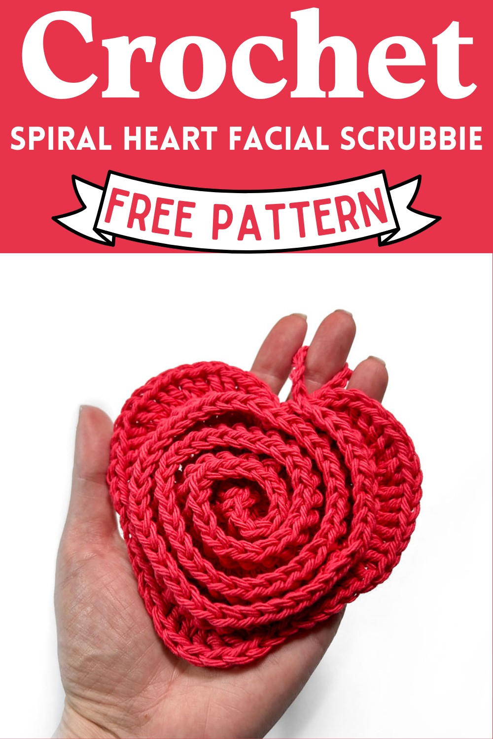 Crochet Spiral Heart Facial Scrubbie Pattern
