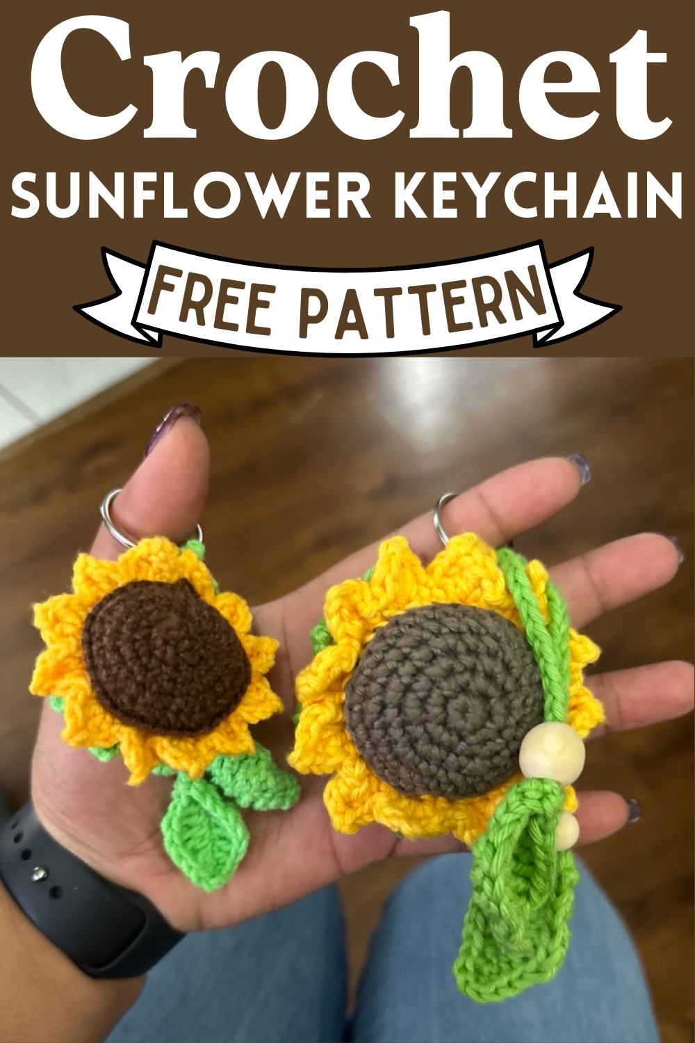 Crochet Sunflower Keychain Pattern