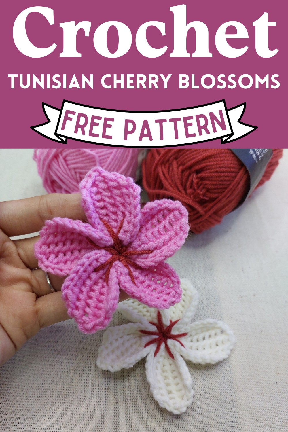 Crochet Tunisian Cherry Blossoms Pattern